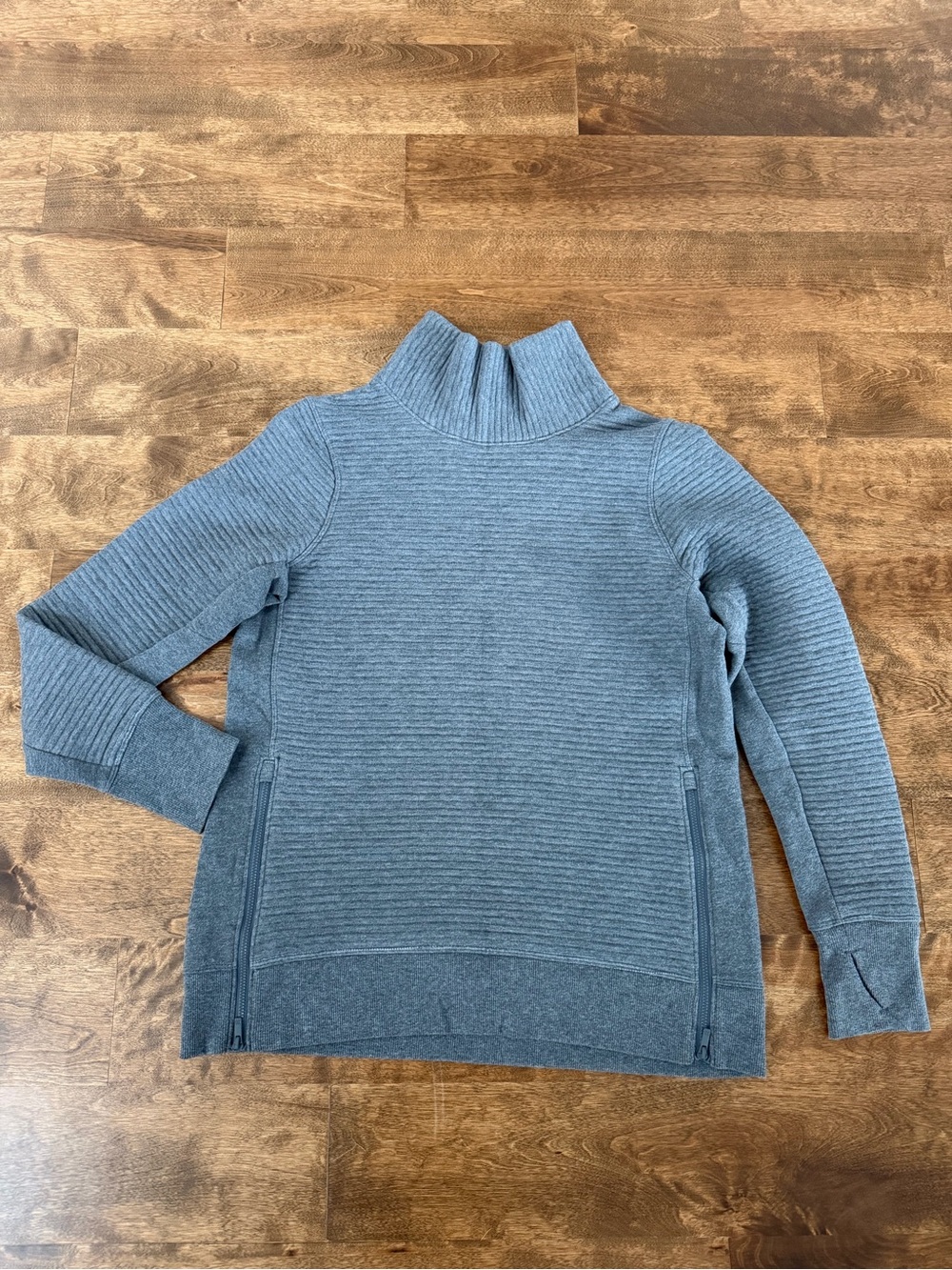 All in Motion Gray Funnel Neck Quilted Pullover Sweatshirt